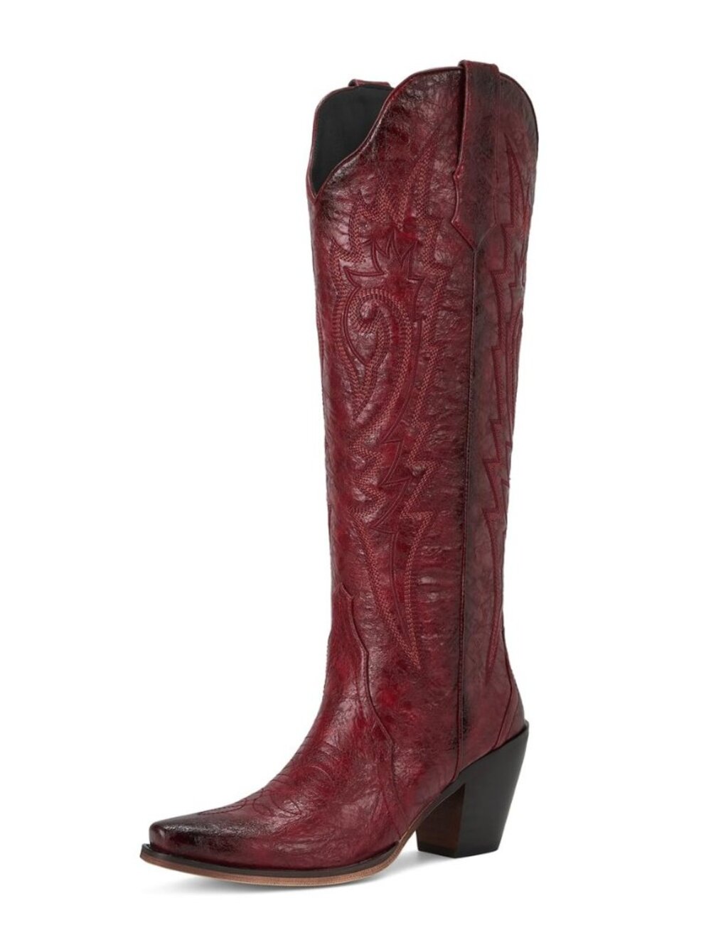 Women's Cowboy Knee High Boots, Snip Toe, Vintage, Wing Embroidery